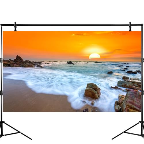 Ocean Beach Aquarium Background Sunset Beach Waves Fish Tank Background Ocean Seascape Dawn Landscape Beach Terrarium Backgrounds Seacoast Seascape Wave Seashore Reptile Tank Backgrounds 24x12in - color: Orange, size: 24(W)x12(H)inches/ 60(W)*30cm(H)