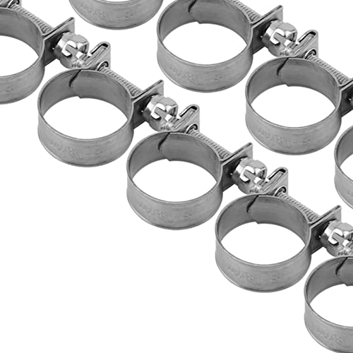 10pcs Stainless Steel Hose Clamps – Adjustable 6-20mm Fuel Line Pipe Clips for Air, Water, Silicone & Fuel Hoses (16-18Mm) - size: 16-18Mm