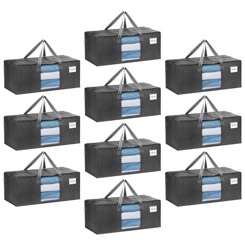 VENO 10 Pack Heavy Duty Moving Bags, Packing Bags with Clear Window, Alternative to Moving Boxes, Storage Bins for Clothes, Blankets, Comforters, College Dorm Essentials (Gray, 10 Pack) - color: Dark Gray, size: 10 Pack