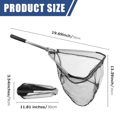 Fishing Net Foldable Minnow Nets with Aluminum Collapsible Telescopic Pole Handle and Nylon Mesh, Small Fishing Landing Net, Safe Fish Catching or Releasing