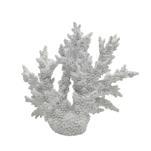 Etlemonde White Coastal Beach Coral Reef Decor Resin Statue - Faux Sea Coral Reef for Bathroom Shelf, Coffee Table, Nautical Beach House Home Decor Accent - color: White-x