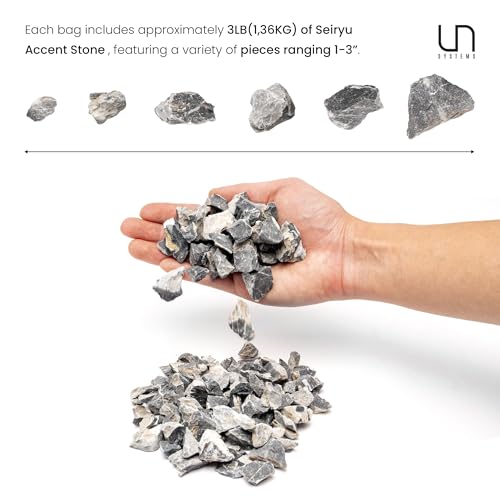 UNS Accent Stone - Aquascaping Hardscape for Freshwater Aquarium Aquascape - Shrimp, Turtle, Betta Fish Tank Decoration - Blue Gray Small Rock for Terrariums & Vivariums - Seiyru Mountain Stone, 3 lb - size: Stone - 3LB