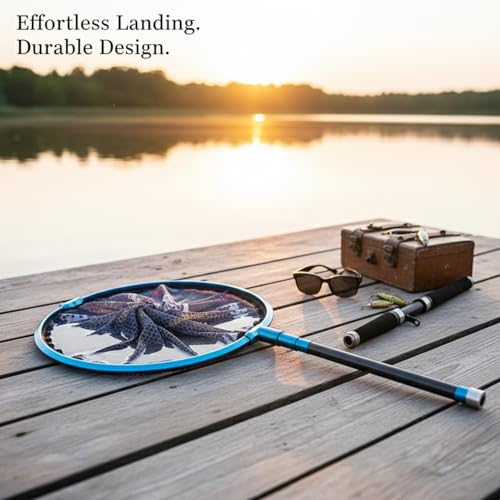 Aluminum Alloy Landing Net Head Replacement Frame for Fishing Rod Handles - Blue - size: 15.75 x 15.75 x 15.75"