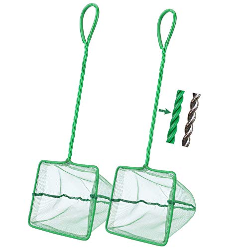 2 Pcs Aquarium Fish Net, 5 inches Fine Mesh Quick Catch Fish Net for Fish Tank Betta Fishing Net - color: Green, size: 5" (2-Pack)