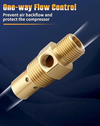 CV221513AV Air Compressor Check Valve (One-way) Fit for Campbell Hausfeld 1/2" Male NPT Tank X 3/8" Compression Tube 1/8" NPT Unloader Port
