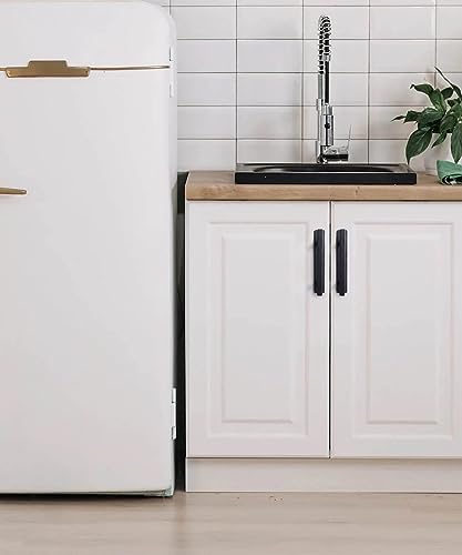 RVPEKUPE 2-Pack Adhesive Cabinet Handles Stick On Handle Self Stick Drawer Pulls No Drill Cabinet Pulls for Cabinet Closet Glass Sliding Shower Door Handle - 6", Black - size: Overall Length 6"