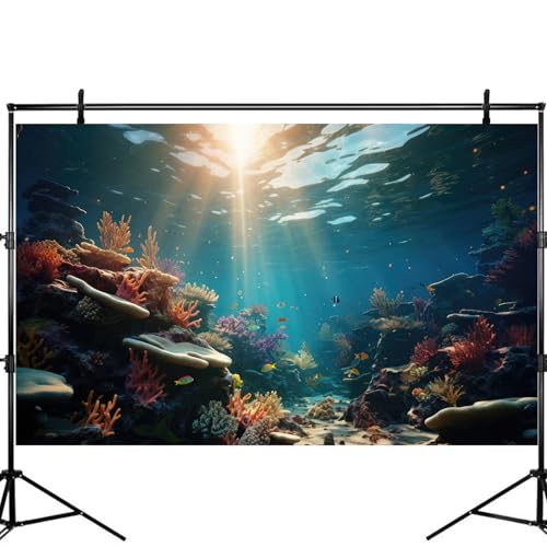 Aquarium Background Under The Sea Coral Reef Fish Tank Background Ocean Floor Aquatic Plants Sunray Terrarium Backgrounds Underwater Deep Ocean Tropical Fish Sea Rock Aquarium Backgrounds 24x12in - color: Coral Orange, size: 24(W)x12(H)inches/ 60(W)*30cm(