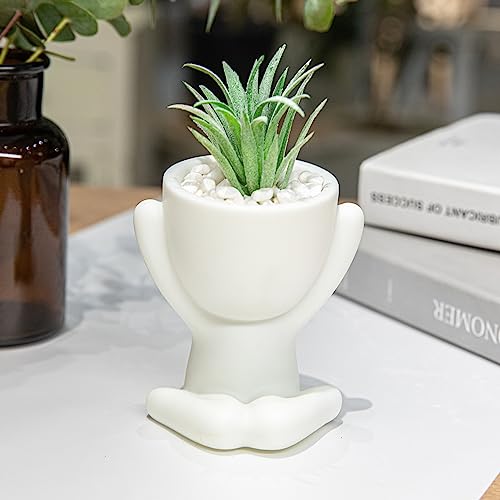 HEYO-YEPY 3PCS Cute Artificial Plant Office Decor for Women and Men, Aesthetic Desk Plant Decor for Office and Home, Potted Small Fake Plants for Indoor Decoration, White Pots Green Plants - color: 3 Pcs Set, White Pots Green Plant