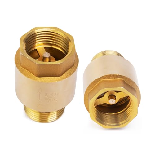 ChillWaves Brass In-Line Spring Check Valve DN20 3/4" Male x 3/4" Female Thread, One-Way Non-return Vertical Check Valve for Backflow Prevention(2-PACK) - size: 3/4" Male x 3/4" Female(DN20), style: PACK OF 2