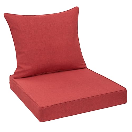 FUNHOME Outdoor Seat Cushion Set 24 x 24 x 4 Inch,Water Resistant Outdoor Chair Cushions for Patio Furniture,Thick Deep Seating Pads for Outside Chair Sofa Couch, Sangria Red - color: Sangria Red