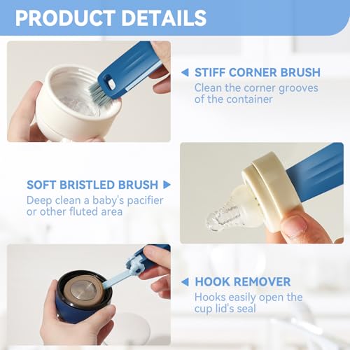 3 in 1 Cup Lid Gap Cleaning Brush Set, Multifunctional Bottle Cleaning Brush, Cup Lid Gap Cleaner, Home Kitchen Crevice Cleaning Brush Tools (Black+Blue+Green) - color: Black+blue+green