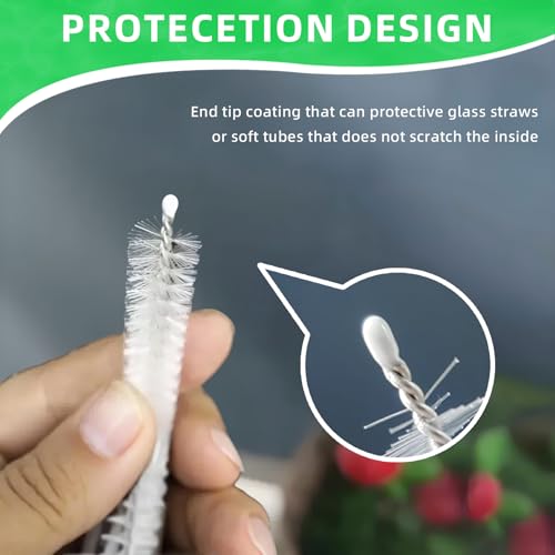 Cleaning Brushes for Reusable Drinking Straws, Set of 5, Long Wire Handle, Bottle and Straw Cleaner for Stanley Mug, Sippy Cup, Water Bottle and Tubes, Reusable and Flexible - color: white001