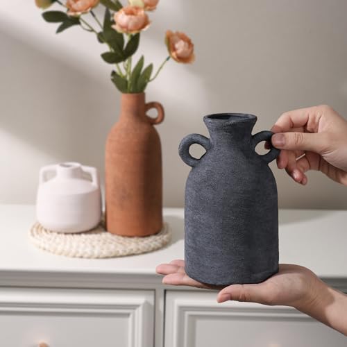 Ceramic Vase Set, 3Pcs Flower Vases for Modern Boho Farmhouse Decor, Decorative Vases for Pampas Grass & Dried Flowers, Distressed Finish - color: I