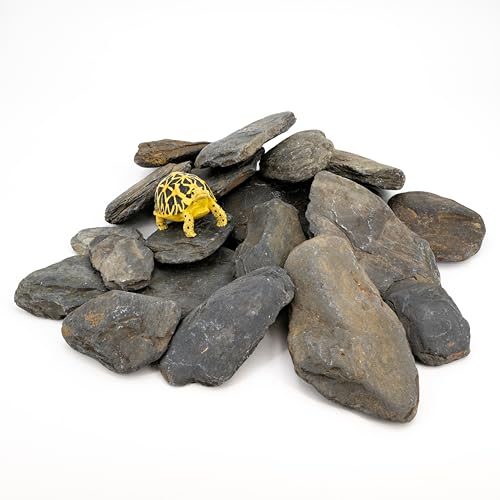 Aquarium Stone Stream Turtle Platform Natural Slate 3-9 inches Turtle Tank Rocks for Aquarium Decoration and Amphibian habitat-20lb - size: 20lb(3-9inch)