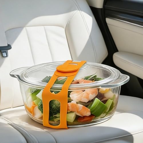 FORTIDY Silicone Latch Strap for Slow Cooker Lid, Pot, Bento Box, 21.65 in Reusable Elastic Self-Lock Silicone Tie for Bundling or Organizing Curtain, Cords, Yoga Mat, Camping Mat (Orange, 2pcs) - color: Orange*2