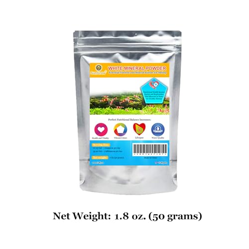 SunGrow Shrimp Calcium White Powder, Supports Healthy Molting, Improves Shell Color, Growth & Strength, Enhances Water Quality, Breeding Support, Essential Mineral for Freshwater Shrimp, 1.8 oz