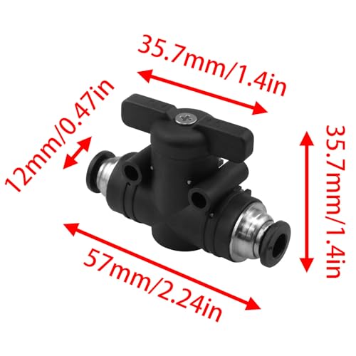 6mm Push-in Ball Valve 1/4” x 1/4” OD Union Straight Air Flow Control Valve Quick Coupling Pneumatic Valve 2PCS