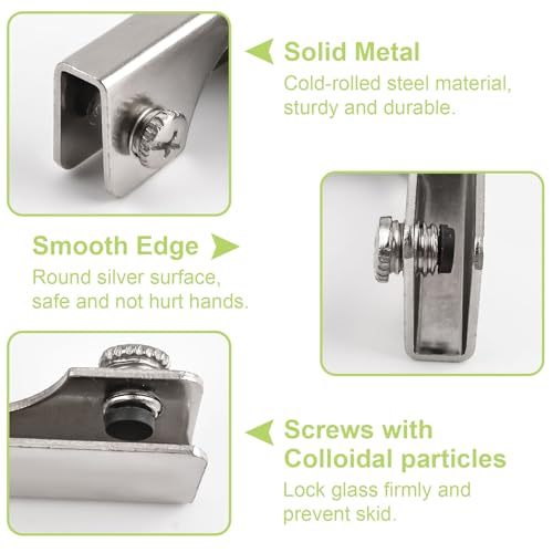 4Pcs Cold-Rolled Steel Glass Clamp 2 Way Glass Connectors Rimless Clip Holder for Fixing or DIY Fish Tank, Wind Guard, Display Cabinet, for 3-6mm Thickness - color: Cold-rolled Steel,for 3-6mm, size: 4 Pieces