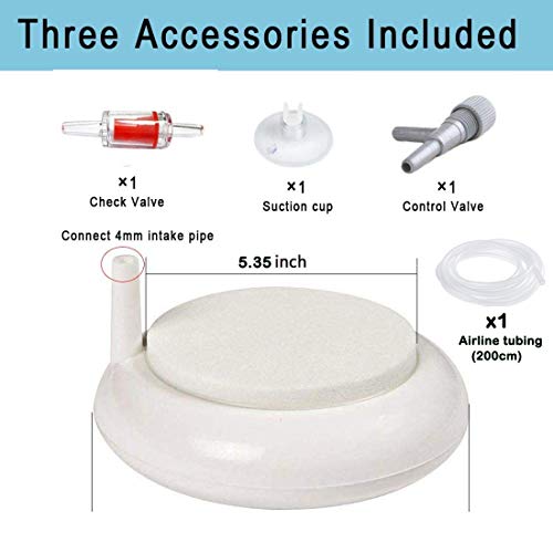 Aquarium Air Stone Disk Kit, Fish Tank Bubbler High Effect Nano Round Disc Air Diffuser for Fish Bowl Oxygenation in Both Freshwater and Saltwater Tanks Hydroponic (5.35inch fits for 60-130 Gallon) - size: 5.35inch fits for 60-130 Gallon