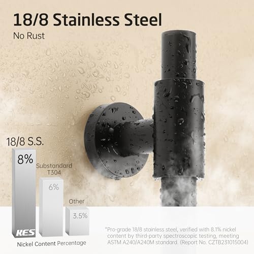 KES 30-Inch Matte Black Shower Slide Bar with Adjustable Handheld Shower Head Holder for Bathroom Wall Mount 18/8 Stainless Steel, F209S78-BK - color: Matte Black, style: 30.7-Inch+Drill Mounted
