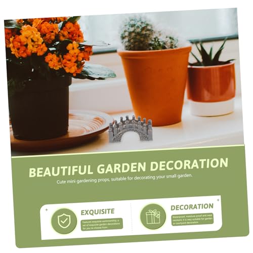 LIOOBO Garden Ornaments Fish Tank Decoration Miniature Resin Bridge for Fairy Garden House Terrarium Scene Grey Random Color