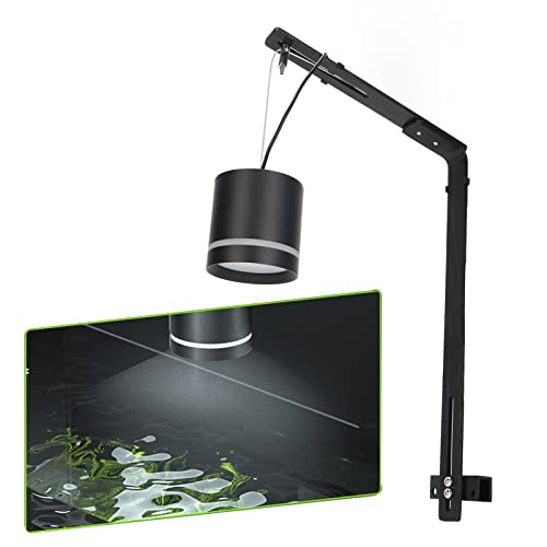 flexman Fish Tank Chandelier Bracket, 15.7x10.2 Aluminium Alloy Cylinder Aquarium Light Stand Kit, Full Spectrum Drop Light Mount Bracket for Fish Tank Bonsai (Black)