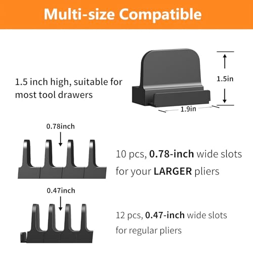 22 pcs Plier Organizer for Toolbox & drawer Storage, Modular Plier holders for Mechanics, Technicians. Storage for larger pliers,Gift for father and boyfriend(For mixed size pliers) - style: For mixed size pliers