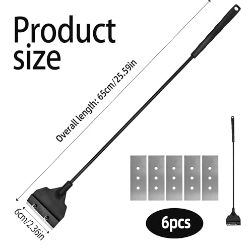 Aquarium Algae Scraper, 25.59 inch Length, 6 Replaceable Blades, Black（65cm/25.59in