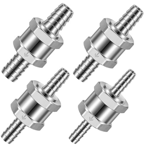 4 Pcs 1/4'' 5/16'' 3/8'' 1/2'' Fuel Non Return Inline One Way Check Valve for Fuel Line Oil Petrol Diesel Gasoline Water Aluminium Alloy Silver, 6 mm 8 mm 10 mm 12 mm - color: Silver