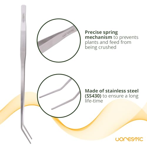 VORESTIC Curved Aquarium Tweezers 23.6 Inch, Stainless Steel Long Tongs for Fish Feeding, Reptile Feeding Tongs, Fish Tank Tool, Terrarium Tweezers, Aquarium Feeder and Aquascaping Tool - color: Silver