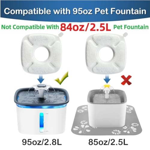 4inch Cats Fountain Replacement Filters with Pre-Filter Sponges for 67oz, 95oz and 135oz Pet/Cat Automatic Water Fountain Dog Water Dispenser (8 Pack) - color: 8 Pack