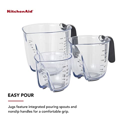 KitchenAid Universal Easy View Angled Measuring Cups, Set Of 3, Clear with Black Handles - color: Black, size: Set of 3, style: Angled