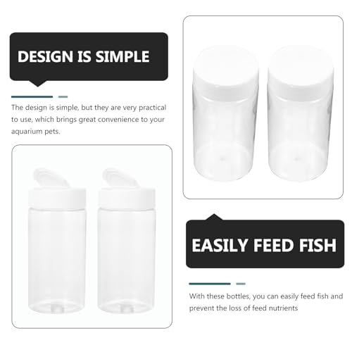 2pcs Portable Fish Feeding Bottles with Lid Aquarium Fish Food Feeders Storage Containers Leak-Resistant White Plastic Dispenser for Aquarium Accessories