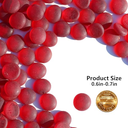 QYGL Sea Glass Gems - 0.9 Lb Red Frosted Flat Glass Marbles, Flat Gems Decorative Stones for Vase Fillers, Aquarium Rocks, Floral Supplies, Table Scatter, Craft Mosaics, and DIY Ornaments - color: Red
