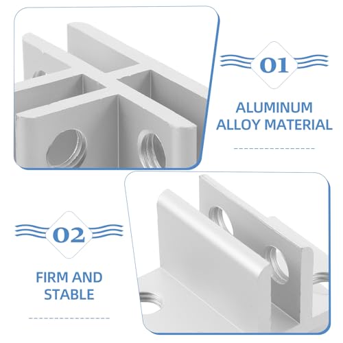 HOMSFOU Aluminum Alloy Glass Clamp Bracket for 5-8mm Shelves, Aquarium and Terrarium Screen Cover Clips, Silver T-Shaped Connector for Glass Shelf Support and Fixing
