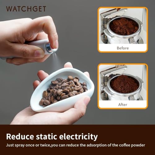 watchget Coffee Bean Dosing Cup & Static Reduction Spray Bottle Kit for Espresso Bar, Ceramic Single Dose Tray for Brewing/Tea, Barista Accessories Set, White - color: White