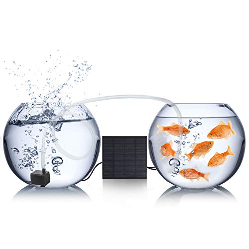 Mudder Solar Fountain Pump 1.5W 200L/H Solar Powered Panel Water Pump Garden Floating Tool with 6 Nozzles, Silicone Clear Tubing for Garden, Pool, Pond, Aquarium, Fountain Supplies