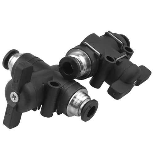 6mm Push-in Ball Valve 1/4” x 1/4” OD Union Straight Air Flow Control Valve Quick Coupling Pneumatic Valve 2PCS