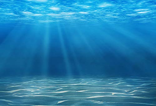 Laeacco Underwater World Background 7x5ft Photography Background Undersea Sunlight Deep Blue Water Sun Ray Backdrop Seabed Children Birthday Home Decoration Party Kid Boy Newborn Photo Studio Props - size: 7x5ft