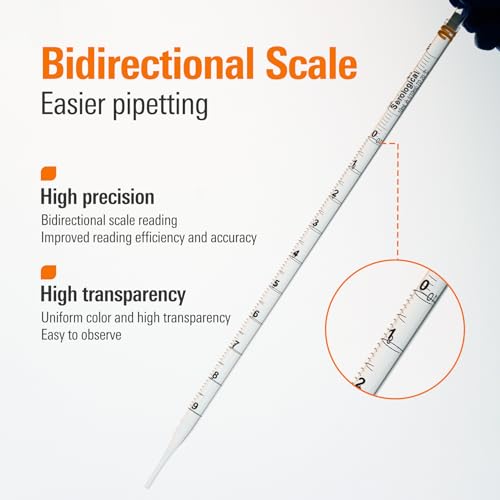 PEKYBIO Polystyrene Serological Pipettes Individually Wrapped Sterile Plastic Graduated Pipette 10ml, Pack of 100 - size: 10ML