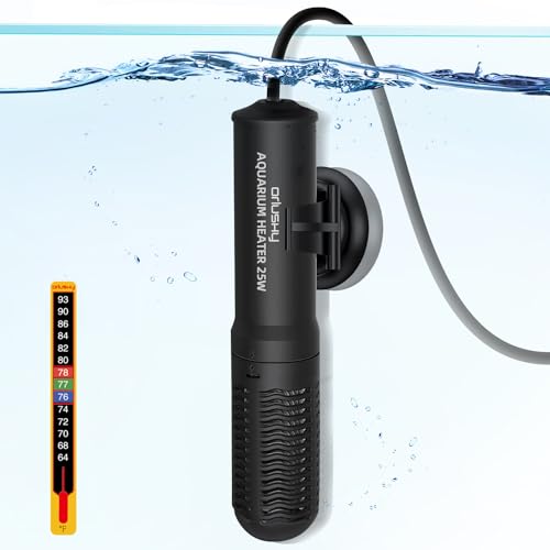 25W Small Submersible Aquarium Heater, Constant Temperature Betta Fish Tank Heater of 78℉for 1-6 Gallons Freshwater & Saltwater Tanks - size: 25W