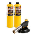 Propane Torch Head Kit with 2x MAPP Gas Tank,4-Flame Blow Torch Head Trigger Start Propane Torch with Igniter MAP Gas Torch Grill Gun on 1-lb Propane Tank Holder for Soldering Brazing Cooking