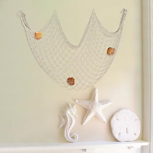 2 Pack Fish Net Decorations for Party - color: Beige