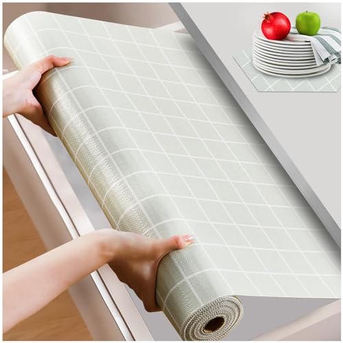 Beautysaid Shelf and Drawer Liner for Kitchen Cabinet, Non Adhesive Non Slip Shelf Paper Waterproof Washable Thickened for Dresser Pantry Shelve Bathroom Protector Liner(Light Green,12 in x 20 FT) - color: Light Green, size: 12"W x 236"L