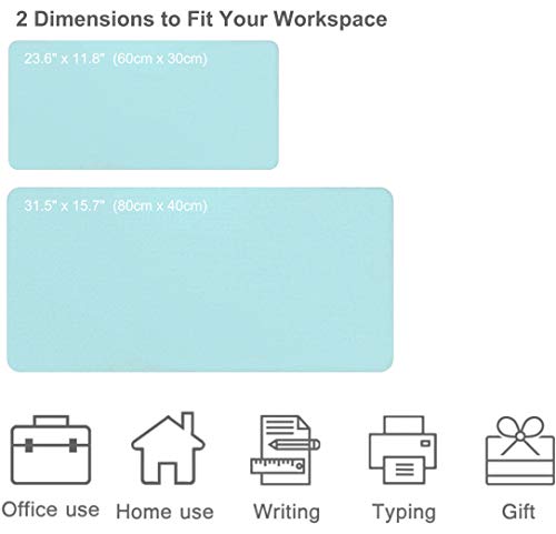 SUJAYU Dual Sided PU Leather Desk Pad, Mouse Pad, Office Desk Mat, Non-Slip Laptop Desk Pad, Waterproof Desk Writing Pad for Office and Home (31.5" x 15.7", Light Blue+Sliver) - color: Light Blue+sliver, size: 15.7" x 31.5"