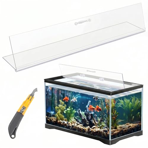 Sieral Aquarium Polycarbonate Canopy Set 19.37 x 9.37 x 0.12 Inch for 10/20 Gallon Without Center Brace Aquariums Cover Fish Tank Lid with a Hook Knife, Clear - color: Clear, size: 20 x 10 Inch