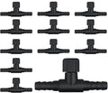 12Pcs Aquarium Air Control Valves for 3/16" (4mm) ID Airline Tubing, Adjustable Black T Shaped Hose Connectors Single Way Plastic Air Flow Controllers Regulators, Air Pump Accessories for Fish Tank