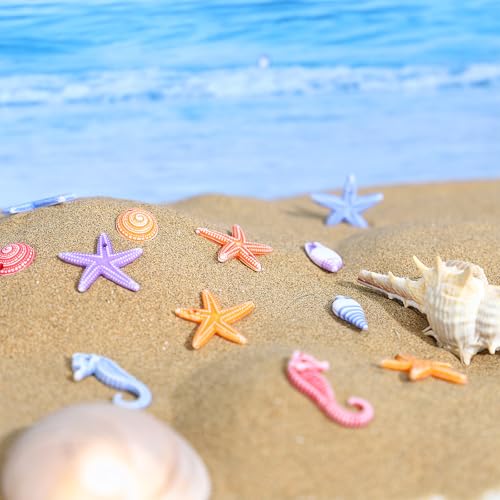 Angoily Fake Seashells 48PCS Mini Resin Sea Animals Figures, Micro Landscape Ornaments, Marine Creatures Decorations for Crafts Aquarium, Terrarium, DIY Beachy Home Decor