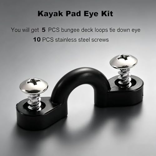 2PCS/4PCS Kayak Paddle Holder Clips with 5Pcs Kayak Pad Eye, Kayak Paddle Clip Deck Mounted Universal Kayak Paddle Clip & Fishing Net Clip