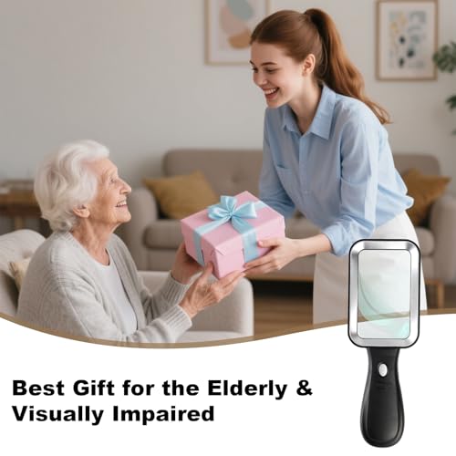 10X Magnifying Glass with Light, Rechargeable Magnifier with 3 Color Modes, Lighted Magnifying Glass Handheld for Seniors Reading Low Vision, Inspection, Close Work - style: 10X Magnifier with LIght